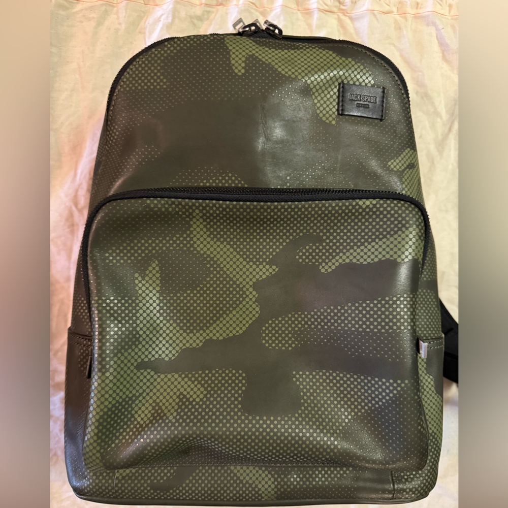 JACK SPADE - Camo Dots Leather Backpack